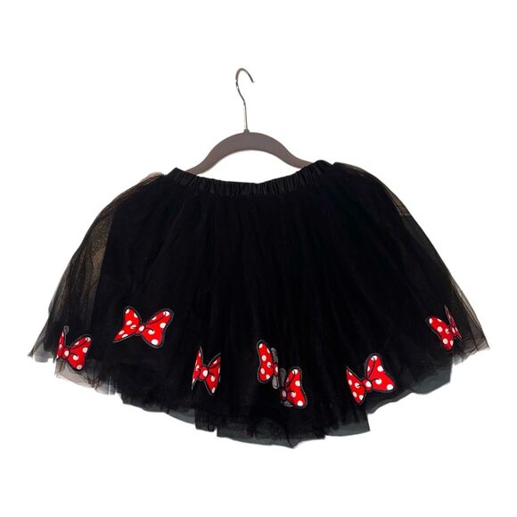 Disney Tutu Couture Girls 7/8 Minnie Mouse Skirt W/ Bows Black TULLE Multi-layer - Picture 6 of 7